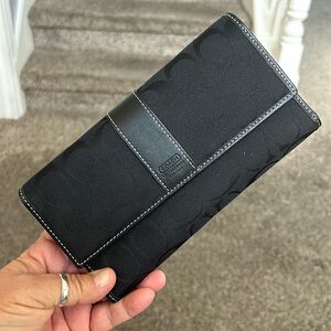 Coach Black monogram wallet EUC